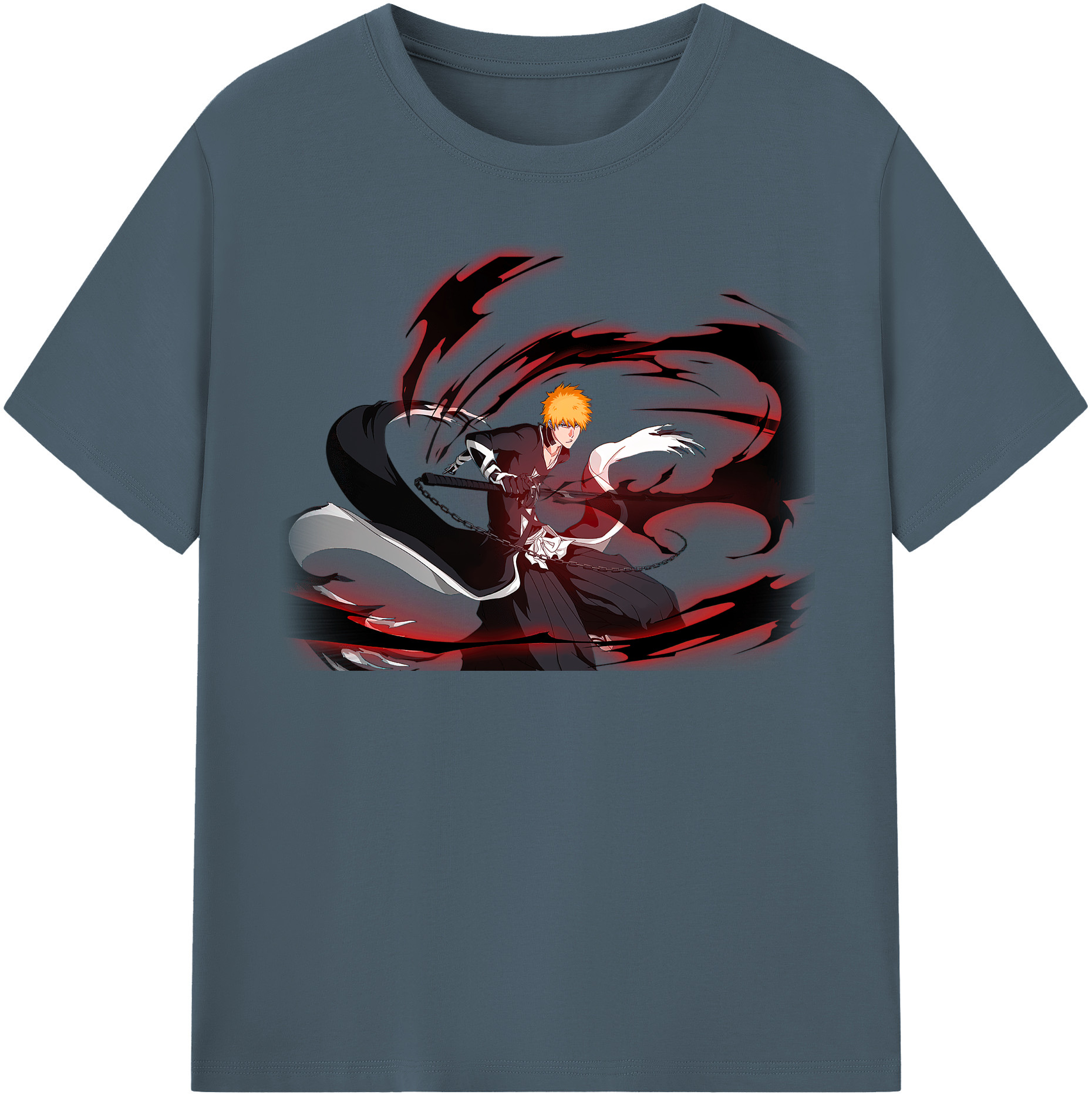 （画像用） ブリーチ 黒崎一護（くろさき いちご）BLEACH Kurosaki Ichigo 綿100％半袖Tシャツ（フロントプリント）